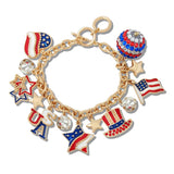 111260, USA PATRIOTIC MULTI CHARM TOGGLE BRACELET wholesale fashion jewelry - GOOD FEELINGS, INC
