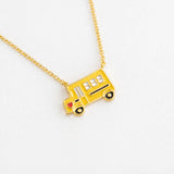 111270, WHERE MEMORIES RIDE ENAMEL SCHOOL BUS NECKLACE