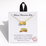 111270, WHERE MEMORIES RIDE ENAMEL SCHOOL BUS NECKLACE
