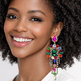 111272, CRYSTAL CHANDELIER FRINGE STATEMENT EARRINGS