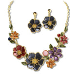 111274, BOTANICAL ENAMEL FLOWER STATEMENT NECKLACE