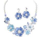 111274, BOTANICAL ENAMEL FLOWER STATEMENT NECKLACE