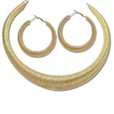 111275, RIBBED COLLAR AND HOOP NECKLACE SET