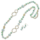 111281, MIXED SEMI PRECIOUS STONE GEOMETRIC BEADED LONG NECKLACE