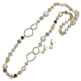 111281, MIXED SEMI PRECIOUS STONE GEOMETRIC BEADED LONG NECKLACE
