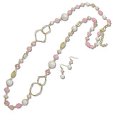 111281, MIXED SEMI PRECIOUS STONE GEOMETRIC BEADED LONG NECKLACE