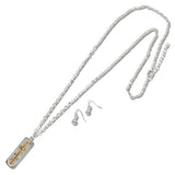 111286, TWO TONE CROSS INLAY PENDANT LONG NECKLACE