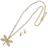 111289, DRAGONFLY FILIGREE PENDANT LONG NECKLACE