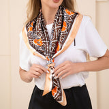 111297, ORNATE FLORAL MEDALLION SATIN SQUARE SCARF