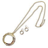 111300, INTERLOCKING CIRCLE PENDANT LONG NECKLACE