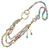 111302, MIXED TURQUOISE STONE BEADED LONG NECKLACE