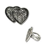 111305, WESTERN FILIGREE DOUBLE HEART CUFF RING