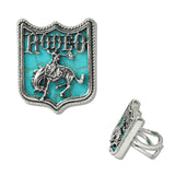 111308, WESTERN RODEO TURQUOISE SHIELD CUFF RING