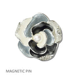 111314, ENAMEL FLORAL PEARL MAGNETIC PIN