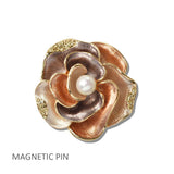 111314, ENAMEL FLORAL PEARL MAGNETIC PIN