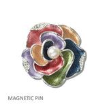 111314, ENAMEL FLORAL PEARL MAGNETIC PIN