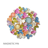 111316, ENAMEL FLOWER MEDALLION MAGNETIC PIN