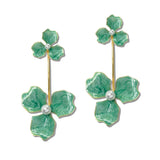 111319, DOUBLE FLOWER PEARL DROP EARRINGS