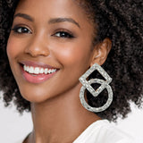 111321, INTERTWINED GEOMETRIC HALO EARRINGS wholesale fashion jewelry - GOOD FEELINGS, INC