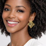 111322, MESH RHOMBUS STATEMENT EARRINGS