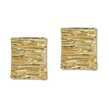 111323, TEXTURED BARK RECTANGULAR STUD EARRINGS