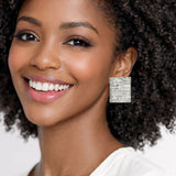 111323, TEXTURED BARK RECTANGULAR STUD EARRINGS