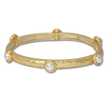 111327, MATTE GOLD PEARL HAMMERED STRETCH BRACELET