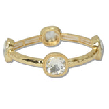 111328, GOLD HAMMERED CUSHION CRYSTAL STRETCH BRACELET