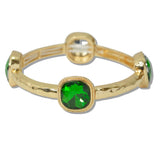 111328, GOLD HAMMERED CUSHION CRYSTAL STRETCH BRACELET
