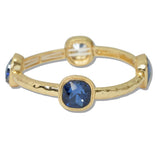 111328, GOLD HAMMERED CUSHION CRYSTAL STRETCH BRACELET