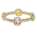 111328, GOLD HAMMERED CUSHION CRYSTAL STRETCH BRACELET