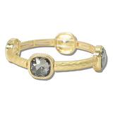 111328, GOLD HAMMERED CUSHION CRYSTAL STRETCH BRACELET