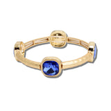 111328, GOLD HAMMERED CUSHION CRYSTAL STRETCH BRACELET
