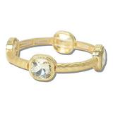111328, GOLD HAMMERED CUSHION CRYSTAL STRETCH BRACELET
