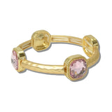 111328, GOLD HAMMERED CUSHION CRYSTAL STRETCH BRACELET