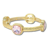111328, GOLD HAMMERED CUSHION CRYSTAL STRETCH BRACELET