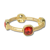 111328, GOLD HAMMERED CUSHION CRYSTAL STRETCH BRACELET