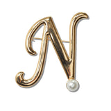 111330, INITIAL PEARL BROOCH PIN K TO T