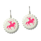 111331, WESTERN COWGIRL BOTTLE CAP DROP EARRINGS