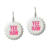111332, WESTERN YEE HAW BOTTLE CAP DROP EARRINGS