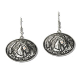 111343, WESTERN HORSE OVAL SHAPE DROP EARRINGS
