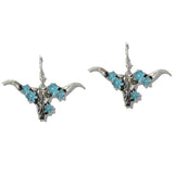 111345, WESTERN STEER SKULL FLORAL DROP EARRINGS