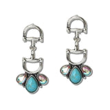 111349, WESTERN HORSEBIT AND TURQUOISE DROP EARRINGS