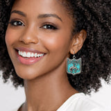 111355, WESTERN RODEO TURQUOISE SHILED DROP EARRINGS