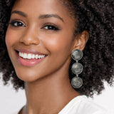 111356, WESTERN TRIPLE CONCHO FILIGREE DROP EARRINGS