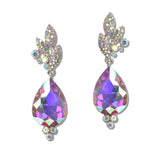 111371, PAVE LEAF CRYSTAL TEARDROP DROP EARRINGS