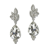 111371, PAVE LEAF CRYSTAL TEARDROP DROP EARRINGS