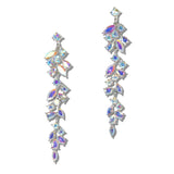 111375, CASCADING VINE CRYSTAL LINEAR EARRINGS