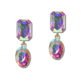 Emerald and Oval Crystal Tiered Earrings - view 6