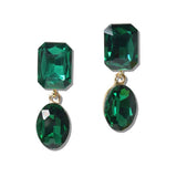 Emerald and Oval Crystal Tiered Earrings - view 8